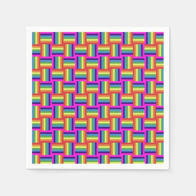 Colourful Rainbow Block Pattern Napkin (Front)