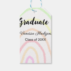 Colourful rainbow boho graduation add name year gift tags