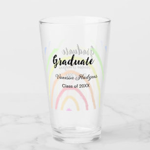 Colourful rainbow boho graduation add name year glass