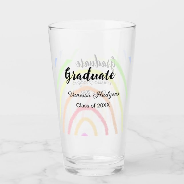 Colourful rainbow boho graduation add name year  glass (Front)