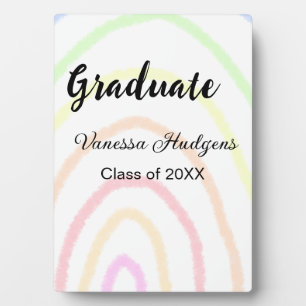 Colourful rainbow boho graduation add name year  plaque