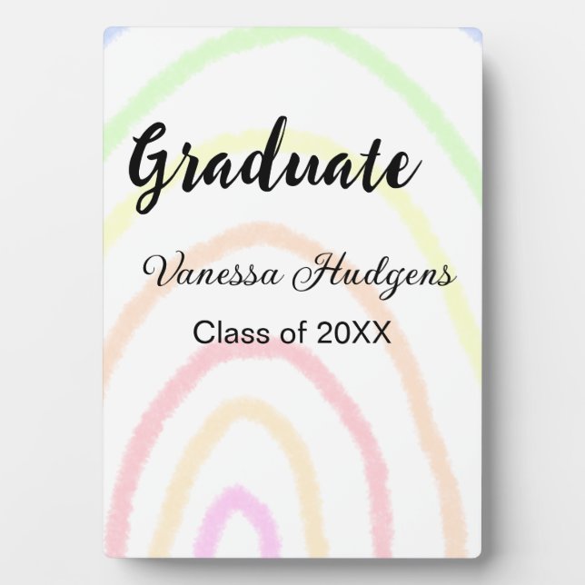 Colourful rainbow boho graduation add name year  plaque (Front)