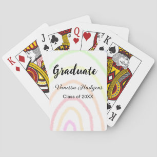 Colourful rainbow boho graduation add name year playing cards
