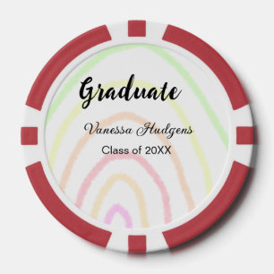 Colourful rainbow boho graduation add name year poker chips
