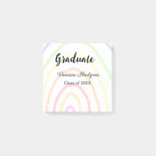 Colourful rainbow boho graduation add name year post-it notes