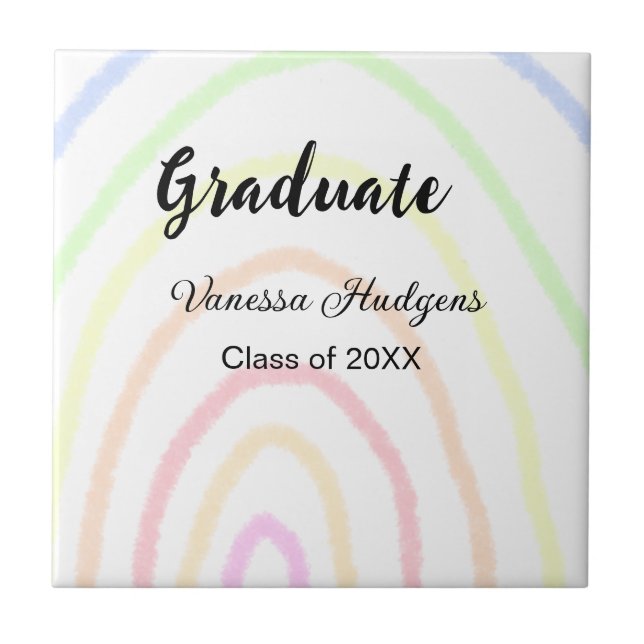 Colourful rainbow boho graduation add name year  tile (Front)