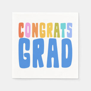 Colourful Rainbow Bold Retro Congrats Grad Party Napkin
