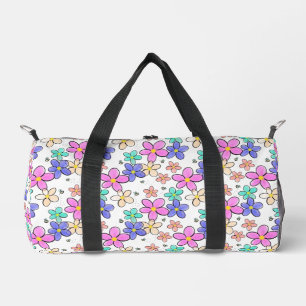 colourful rainbow bright flowers bumble bees flora duffle bag
