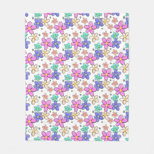 colourful rainbow bright flowers bumble bees flora fleece blanket