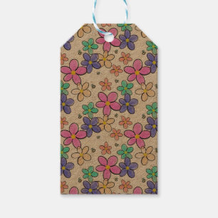 colourful rainbow bright flowers bumble bees flora gift tags