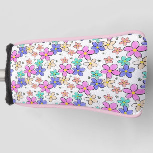 colourful rainbow bright flowers bumble bees flora golf head cover