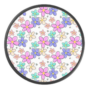 colourful rainbow bright flowers bumble bees flora hockey puck