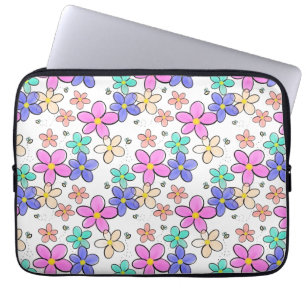 colourful rainbow bright flowers bumble bees flora laptop sleeve