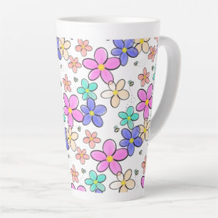 colourful rainbow bright flowers bumble bees flora latte mug