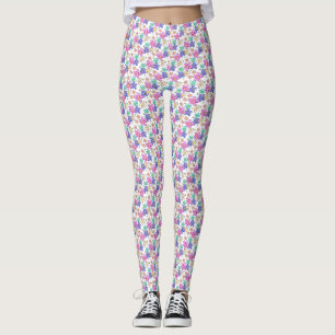 colourful rainbow bright flowers bumble bees flora leggings
