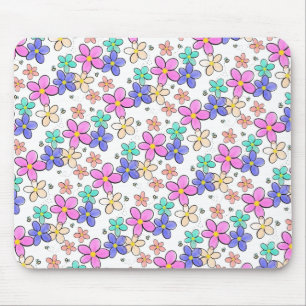 colourful rainbow bright flowers bumble bees flora mouse mat