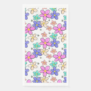 colourful rainbow bright flowers bumble bees flora napkin