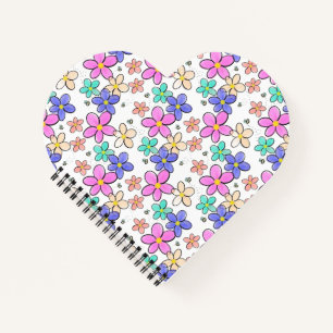 colourful rainbow bright flowers bumble bees flora notebook