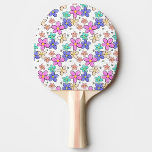 colourful rainbow bright flowers bumble bees flora ping pong paddle