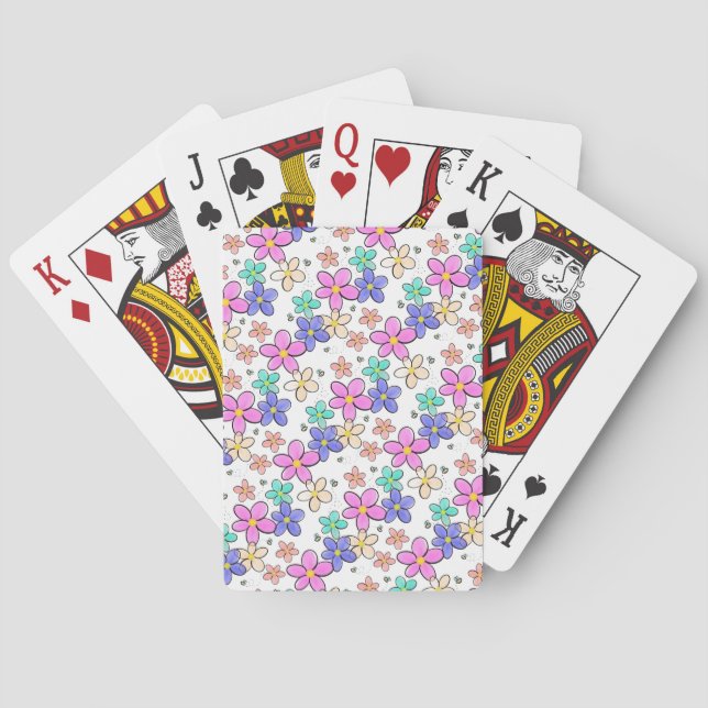 colourful rainbow bright flowers bumble bees flora playing cards (Back)