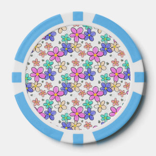 colourful rainbow bright flowers bumble bees flora poker chips