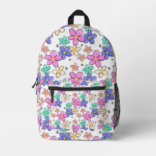 colourful rainbow bright flowers bumble bees flora printed backpack