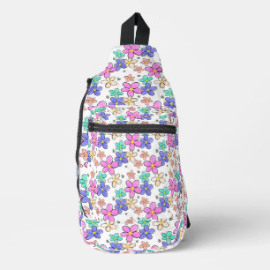 colourful rainbow bright flowers bumble bees flora sling bag