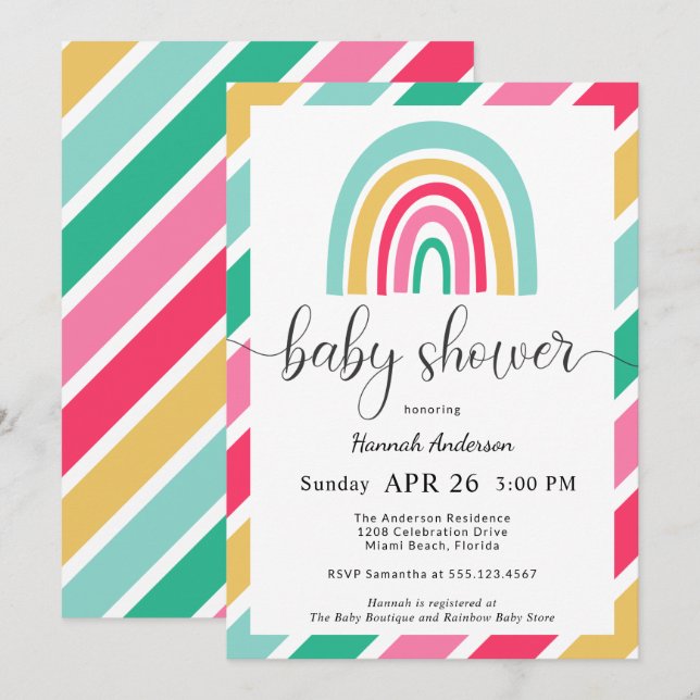 Colourful Rainbow Bright Happy Baby Shower Invitation (Front/Back)