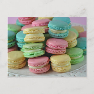 Colourful rainbow bright macarons macaron postcard