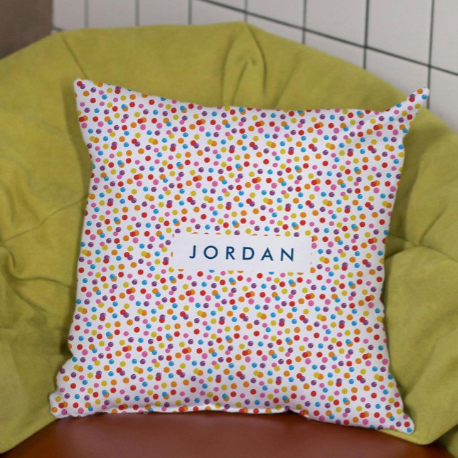 Colourful Rainbow Bubble Gum Candy Personalised Cushion (Colorful Rainbow Bubble Gum Gumball Candy Personalized Throw Pillow)