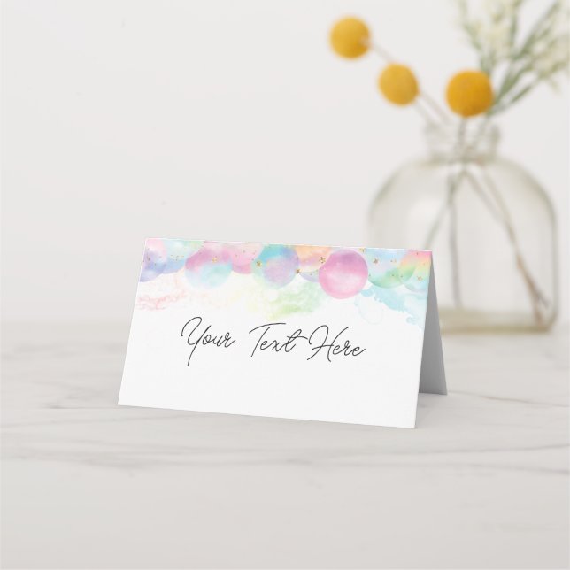 Colourful Rainbow Bubble  Place Card (Front)