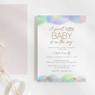 Colourful Rainbow Bubbles Sweet Little Baby Shower Invitation