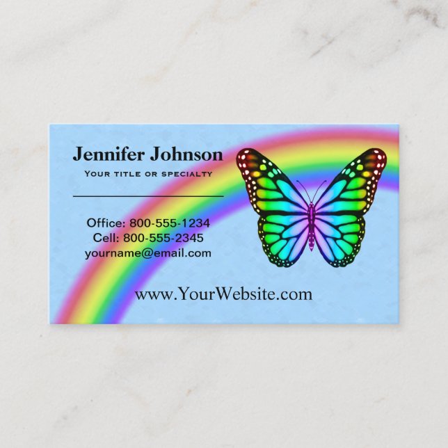 Colourful Rainbow Butterflies Business Card (Front)
