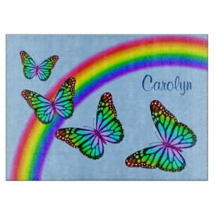 Colourful Rainbow Butterflies Cutting Board