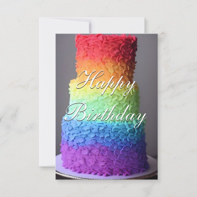  Colourful Rainbow Cake Birthday Card (Front)