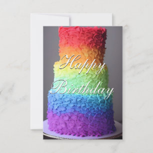  Colourful Rainbow Cake Birthday Card
