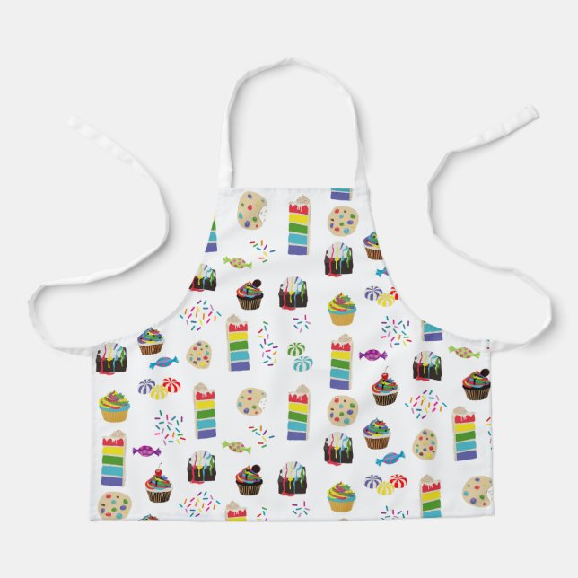Colourful Rainbow Cake Desserts & Sprinkles Patter Apron (Front)