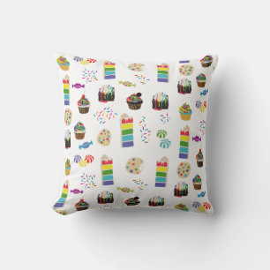 Colourful Rainbow Cake Desserts & Sprinkles Patter Cushion