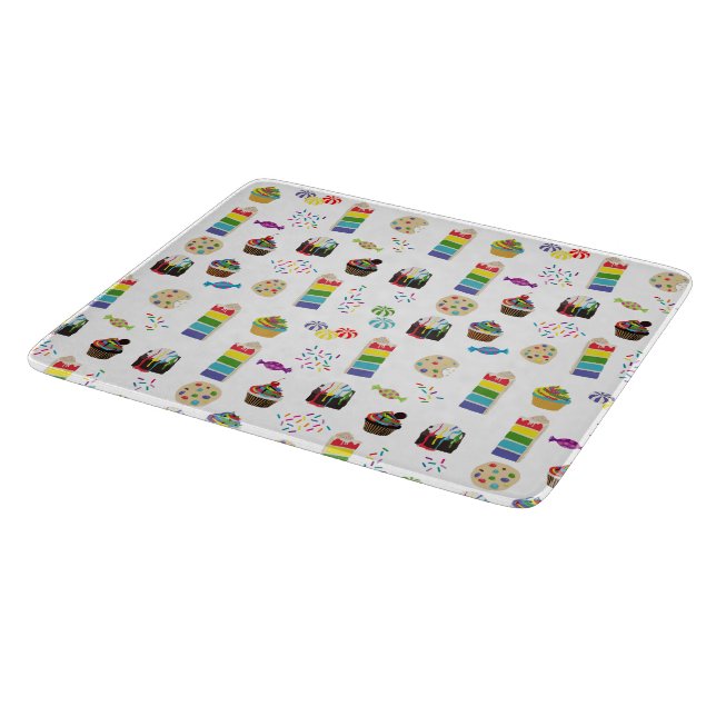 Colourful Rainbow Cake Desserts & Sprinkles Patter Cutting Board (Corner)