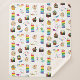 Colourful Rainbow Cake Desserts & Sprinkles Patter Sherpa Blanket