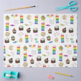 Colourful Rainbow Cake Desserts & Sprinkles Patter Tissue Paper