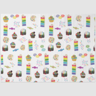 Colourful Rainbow Cake Desserts & Sprinkles Patter Tissue Paper