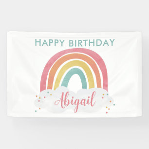 Colourful Rainbow Calligraphy Kids Birthday Banner