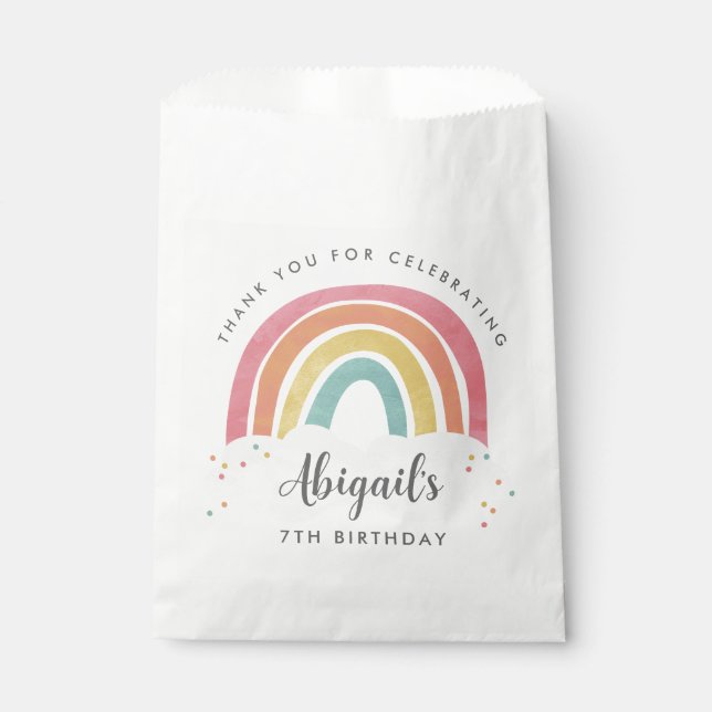 Colourful Rainbow Calligraphy Kids Birthday Favour Bags (Front)