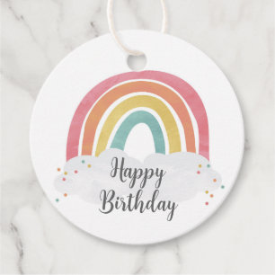 Colourful Rainbow Calligraphy Kids Birthday Gift Favour Tags