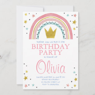 Colourful Rainbow Calligraphy Kids Birthday Invita Invitation