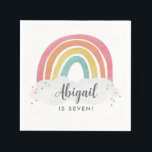 Colourful Rainbow Calligraphy Kids Birthday Napkin<br><div class="desc">Colourful Rainbow Calligraphy Kids Birthday napkins feature a hand drawn rainbow in shades of pink,  orange,  yellow and turquoise and a trendy calligraphy name.</div>