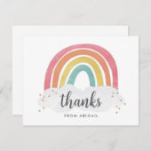 Colourful Rainbow Calligraphy Kids Birthday Thank You Card (Front/Back)