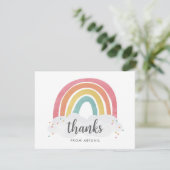 Colourful Rainbow Calligraphy Kids Birthday Thank You Card (Standing Front)