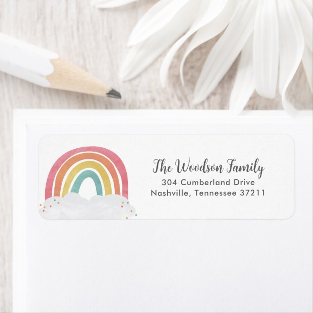 Colourful Rainbow Calligraphy Return Address  (Insitu)